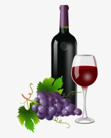Purple Grapes Wine Bottle - Transparent Wine Glass And Bottle, HD Png Download, Transparent PNG