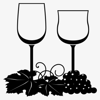 Wine And Cheese Png Black And White - Wine Clipart Black And White, Transparent Png, Transparent PNG