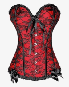 Red Corset With Black Lace Clip Arts - Red Corset Black Lace, HD Png Download, Transparent PNG