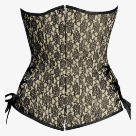 Ivory And Black Lace Underbust Corset - Lingerie Top, HD Png Download, Transparent PNG