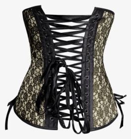 Ivory And Black Lace Underbust Corset - Lingerie Top, HD Png Download, Transparent PNG