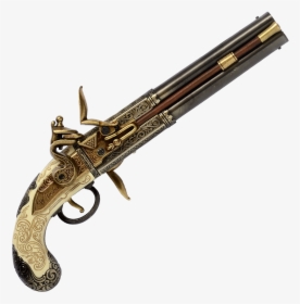Double Barrelled Turn Over Pistol, Made By W - Double Barrel Flintlock Pistol, HD Png Download, Transparent PNG
