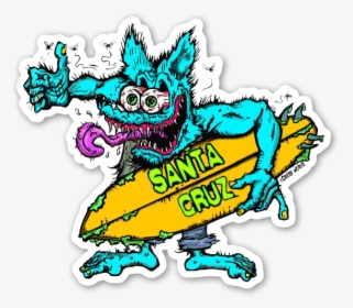 Santa Cruz Crazed Wolf Surfer Sticker - Santa Cruz Graphics, HD Png Download, Transparent PNG