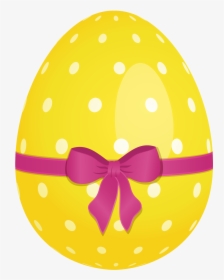 Yellow Dotted Easter Egg With Pink Bow Png Clipartu200b - Easter Egg Transparent Background, Png Download, Transparent PNG