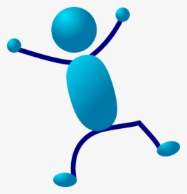 Stickman, Stick Figure, Dancing, Happy, Jumping, Blue - Free Person Clipart, HD Png Download, Transparent PNG