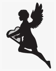 Charlies Angels Silhouette - Angel Playing Harp Graphic, HD Png Download, Transparent PNG