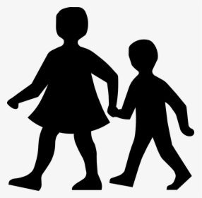 Children, Walking, Holding Hands, Silhouette, Black - Children Walking Clip Art, HD Png Download, Transparent PNG