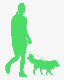 Silhouette Woman Walking Dogs, HD Png Download, Transparent PNG