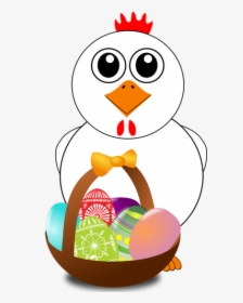 Chicken Behind Behind Easter Eggs Basket Vector Illustration - Cartoon Chicken Face, HD Png Download, Transparent PNG