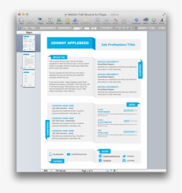 Modern Fold Resume Template For Pages - Template, HD Png Download, Transparent PNG