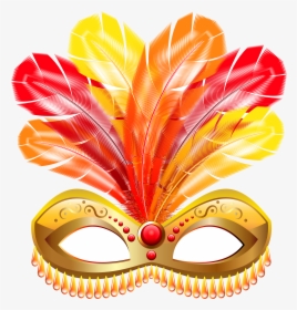 Carnival Gold Feather Mask Clip Art Image Gallery Transparent - Carnival Mask With Feathers Png, Png Download, Transparent PNG