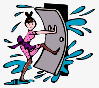 Housewife Smashing Door Vector Graphics - Clipart To Close, HD Png Download, Transparent PNG
