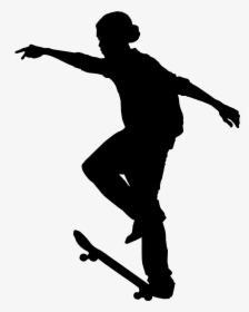 Skateboarding Black & White - Silhouette Skateboarder Png, Transparent Png, Transparent PNG