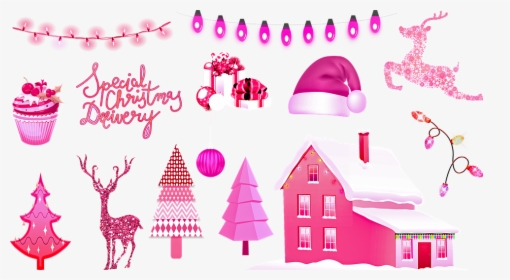 Pink Christmas, Christmas, Pink Lights, Decoration, HD Png Download, Transparent PNG