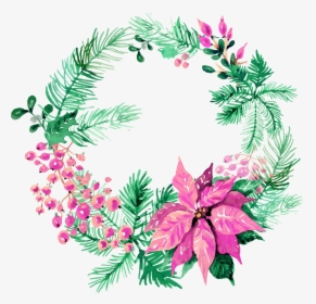 Merry Christmas Wreath Watercolor, HD Png Download, Transparent PNG