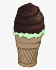 Transparent Mint Ice Cream Clipart - Chocolate Covered Ice Cream Cone Clipart, HD Png Download, Transparent PNG
