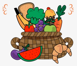 Fruit Vegetable Basket - Fruit And Vegetable Cartoon Png, Transparent Png, Transparent PNG