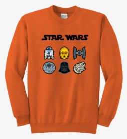 Characters Star Wars Darth Vader R2d2 C3po Youth Crewneck - Long-sleeved T-shirt, HD Png Download, Transparent PNG