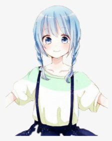 Transparent Girl With Pigtails Clipart - Anime Girl Hair Blue, HD Png Download, Transparent PNG