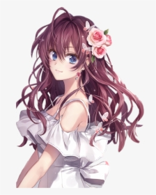 Premium AI Image | Anime girl with a red dress and a red flower