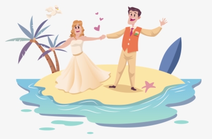 Transparent Cute Couple Png - Wedding Couple Cartoon Beach, Png Download ,  Transparent Png Image - PNGitem