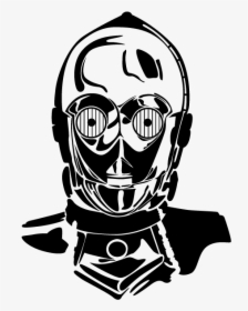 Clip Art C3po Drawing - C3po Black And White, HD Png Download, Transparent PNG