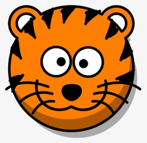 Tiger, Head, Grin, Cartoon, Orange, Round, Whiskers - Clip Art Tiger Face, HD Png Download, Transparent PNG