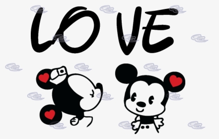 Love Little Mickey Minnie Mouse Kissing Matching Couple - Mickey Y Minnie Tsum Tsum, HD Png Download, Transparent PNG