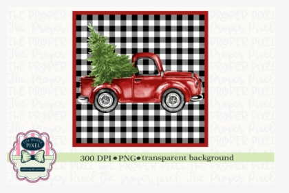 Red Truck With Christmas Tree Sublimation Printable - Christmas Tree In Pickup Printable, HD Png Download, Transparent PNG