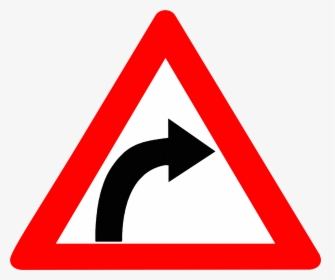 Warning Sign Traffic Sign Driving Road - Right Hand Curve Sign, HD Png Download, Transparent PNG