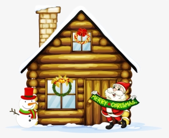 Download Transparent Christmas House - Draw Santa Claus House, HD Png Download, Transparent PNG