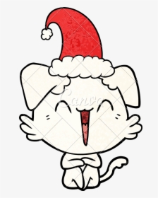 Christmas Dog Cartoon - Panting Dog Drawing, HD Png Download, Transparent PNG