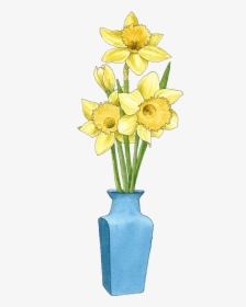Daffs In Blue Vase - Narcissus, HD Png Download, Transparent PNG