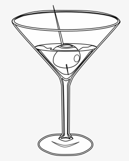Food Martini Martini Black White Line Art 555px - White Martini Clip Art, HD Png Download, Transparent PNG