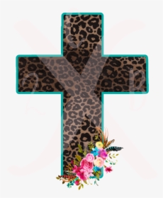 Leopard Cross With Flowers, HD Png Download, Transparent PNG