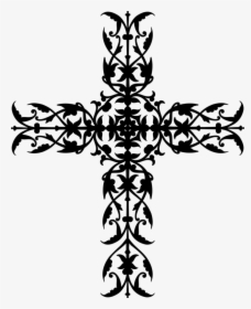 Visual Arts,flower,symmetry - Floral Cross Tattoo Png, Transparent Png, Transparent PNG