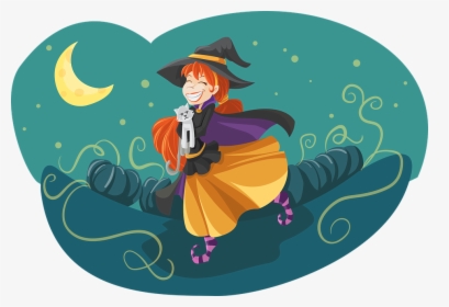Transparent Spooky Moon Png - Friendly Witch Image Transparent, Png Download, Transparent PNG