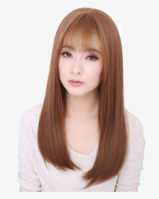 Long Straight Straight Hair Color And Bangs, HD Png Download, Transparent PNG