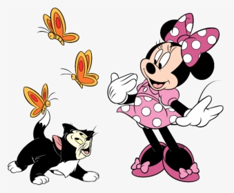 Figaro Minnie Mouse Png , Png Download - Minnie Mouse With Butterflies, Transparent Png, Transparent PNG