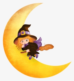 Halloween Clipart Clipart Moon - Witch On The Moon, HD Png Download, Transparent PNG