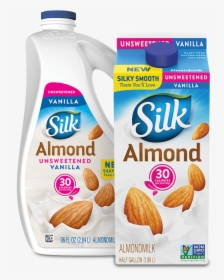 Unsweet Vanilla Almondmilk - Silk Unsweetened Vanilla Almond Milk, HD Png Download, Transparent PNG