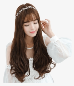 Beauty Elements Wigs Female Air Bangs Wig Long Curly - Tiara, HD Png Download, Transparent PNG