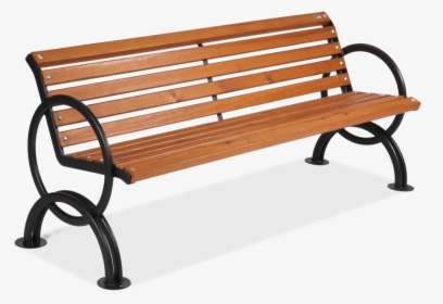 Bench For Urban Design In Steel With Wooden Planks, - Wood Bench Png, Transparent Png, Transparent PNG