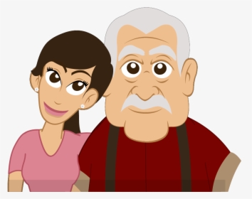 Grandpa And Daughter Png Cartoon, Transparent Png, Transparent PNG
