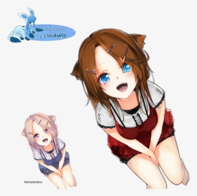 Re-color By Chibiaka96 - Anime Cat Girl Brown Hair Blue Eyes, HD Png Download, Transparent PNG