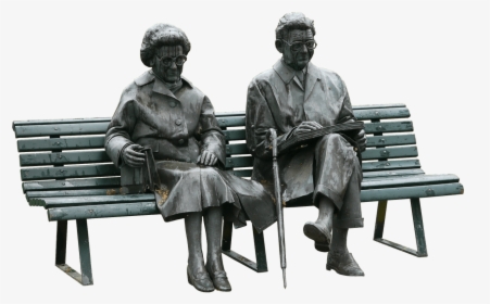 Couple Old People Sitting On A Bench Statue Clip Arts - Old People Sitting Png, Transparent Png, Transparent PNG