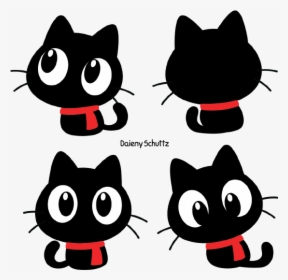 Cat,black Cat,cartoon,small To Medium-sized Cats,black,facial - Chibi  Winter Black Cat, HD Png Download , Transparent Png Image - PNGitem