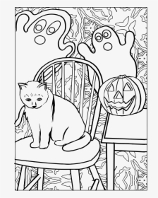 This Free Icons Png Design Of Halloween Cat Line Art - Colouring Image Of Cat Under A Chair, Transparent Png, Transparent PNG