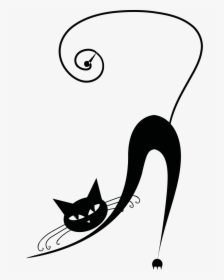 Transparent Cute Black Cat Clipart - Black Cat Drawing Easy, HD Png Download, Transparent PNG