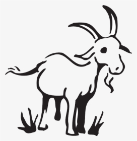 Outline, Barn, Farm, Grass, Goat, Art, Standing, Animal - Black And White Goat Clipart, HD Png Download, Transparent PNG